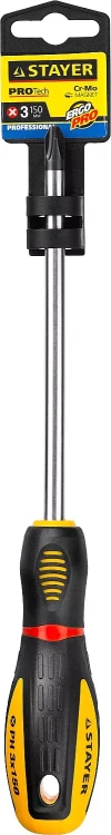 Отвертка STAYER "PROFI" "PROTech", двухкомп рукоятка, намагниченная, Cr-Mo, PH3x150мм 25132-3-15_z02 купить в Нижневартовске