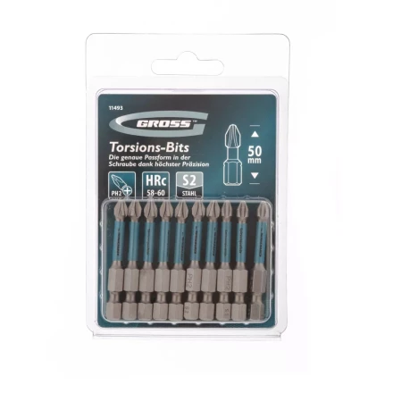 Набор бит торсионных PH2x50 мм для ударных шуруповертов 10 шт. Gross 11493 купить в Нижневартовске