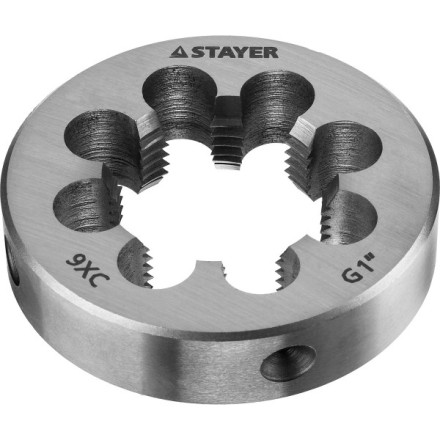 Плашка круглая ручная STAYER &quot;MASTER&quot;, сталь 9ХС, для трубной резьбы G 1`` 28029-1 купить в Нижневартовске