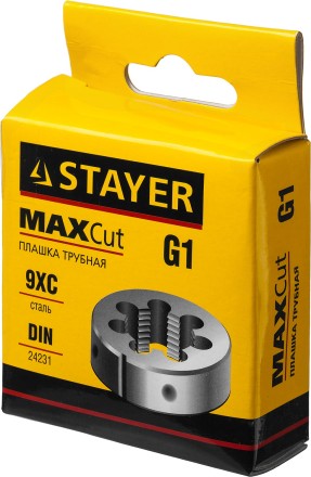 Плашка круглая ручная STAYER &quot;MASTER&quot;, сталь 9ХС, для трубной резьбы G 1`` 28029-1 купить в Нижневартовске