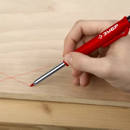 ЗУБР АСК красный, d 2,8 мм, HB, 6 сменных грифелей, автоматический карандаш (06311-3) купить в Нижневартовске