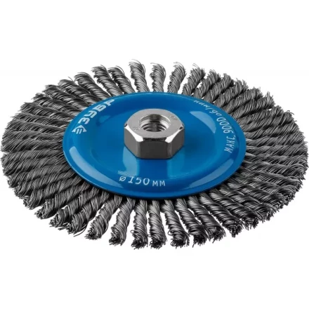 ЗУБР "ПРОФЕССИОНАЛ". Щетка дисковая для УШМ, плетеные пучки стальной проволоки 0,5мм, 150ммхМ14 35192-150_z02 купить в Нижневартовске