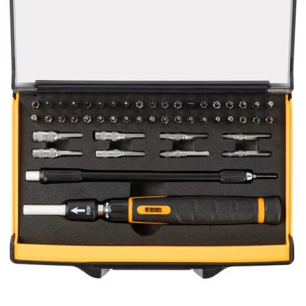 Отвертка с набором бит и торцевых головок для точных работ Denzel 7711599, гибкий привод, 48 шт, CrMo купить в Нижневартовске
