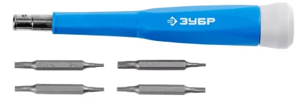 Набор ЗУБР Отвертка "ЭКСПЕРТ" для точных работ,CR-V,сменные двусторонние биты TORX, 5предметов 25621-H5 купить в Нижневартовске
