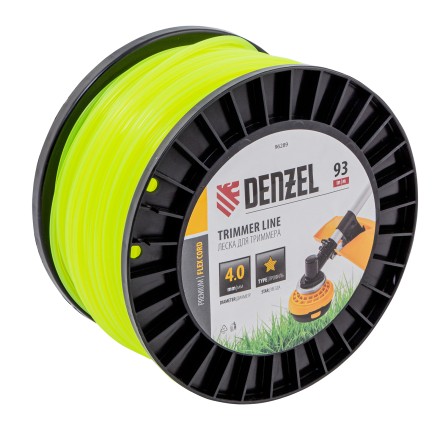 Леска для триммера звезда, 4,0мм х 93м, на DIN катушке FLEX CORD// Denzel 96289 купить в Нижневартовске