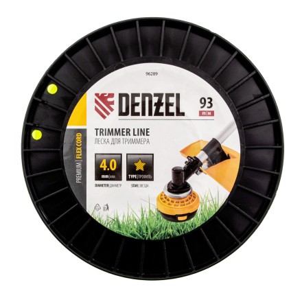 Леска для триммера звезда, 4,0мм х 93м, на DIN катушке FLEX CORD// Denzel 96289 купить в Нижневартовске