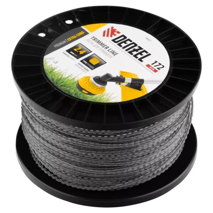 Леска для триммера двухкомпонентная зубчатый квадрат, 2,4мм х 172м, на DIN кат. EXTRA CORD// Denzel 96827 купить в Нижневартовске