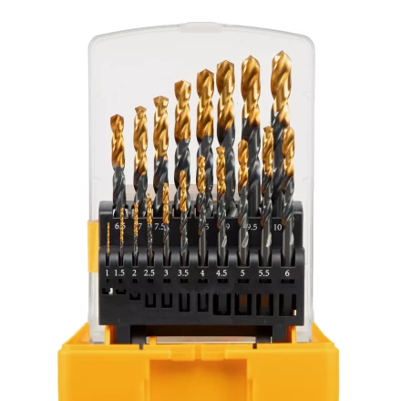 Набор сверл по металлу, 1-10 мм, HSS-Tin, Golden Tip, 19 шт Denzel 72321 купить в Нижневартовске