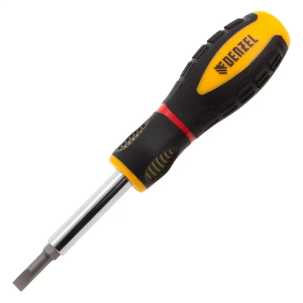 Отвертка комбинированная Denzel, SL3/16"-PH1, SL1/4"-PH2, 3-х компонентная рукоятка, 7713381 купить в Нижневартовске