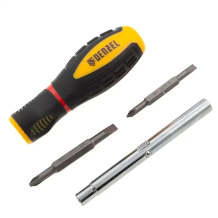 Отвертка комбинированная Denzel, SL3/16"-PH1, SL1/4"-PH2, 3-х компонентная рукоятка, 7713381 купить в Нижневартовске