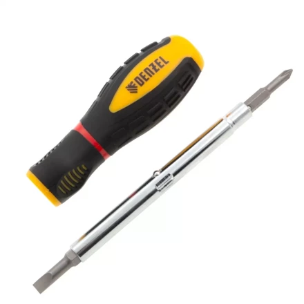 Отвертка комбинированная Denzel, SL3/16"-PH1, SL1/4"-PH2, 3-х компонентная рукоятка, 7713381 купить в Нижневартовске