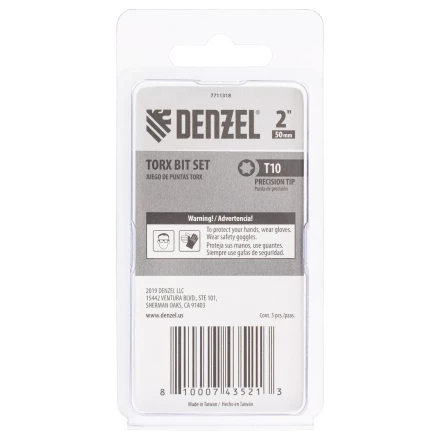 Бита T10x50, 5 шт. Denzel 7711318 купить в Нижневартовске