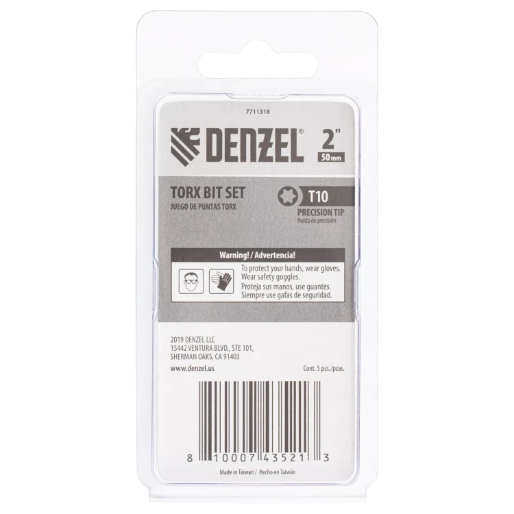 Бита T10x50, 5 шт. Denzel 7711318 купить в Нижневартовске