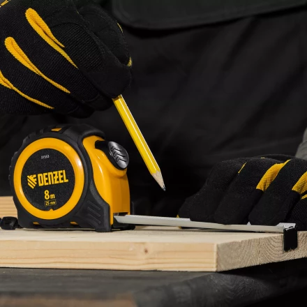 Рулетка Denzel 8м х 25мм, обрезиненный корпус, автоматическая фиксация 31553 купить в Нижневартовске