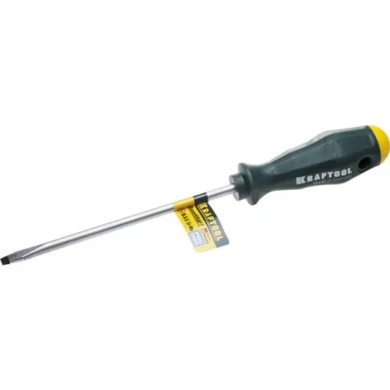 Отвертка KRAFTOOL, Cr-Mo-V закалённый стержень, двухкомпонентная противоскользящ рукоятка, SL 6,5x1,2x150мм 25007-6.5-150 купить в Нижневартовске
