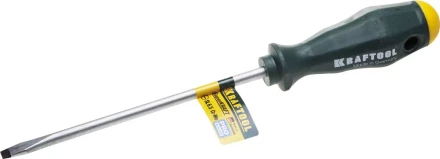 Отвертка KRAFTOOL, Cr-Mo-V закалённый стержень, двухкомпонентная противоскользящ рукоятка, SL 6,5x1,2x150мм 25007-6.5-150 купить в Нижневартовске