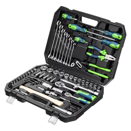 Набор инструментов Сибртех 13394, 1/2", 1/4", пластиковый кейс 76 предметов купить в Нижневартовске