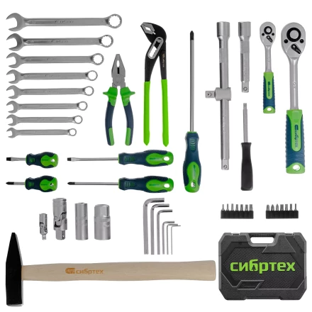 Набор инструментов Сибртех 13394, 1/2", 1/4", пластиковый кейс 76 предметов купить в Нижневартовске