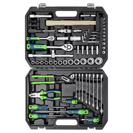 Набор инструментов Сибртех 13394, 1/2", 1/4", пластиковый кейс 76 предметов купить в Нижневартовске