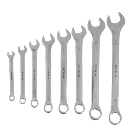 Набор ключей комбинированных Stels 6-19 мм, 8 шт., CrV, матовый хром 15443 купить в Нижневартовске