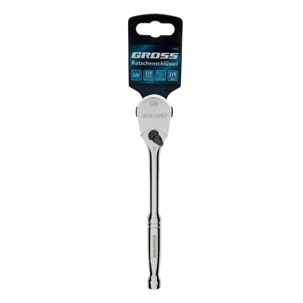 Ключ-трещотка 3/8&quot; Gross 14051, CrV, 120 зубьев, цельнометаллический, хром купить в Нижневартовске