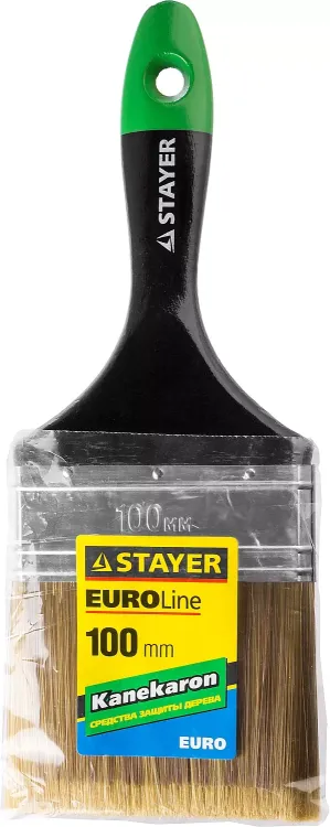 STAYER “KANEKARON-EURO”. Кисть плоская, искусственная щетина, деревянная ручка, 100мм 0106-100 купить в Нижневартовске