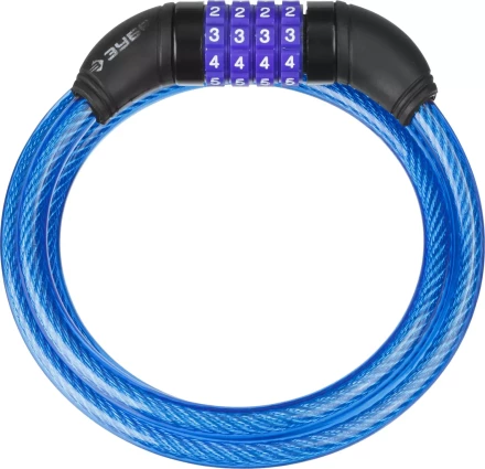 Замок ЗУБР "ПРОФЕССИОНАЛ", тросовый, кодовый, с изменяемым кодом, длина троса - 1200мм, d 10мм 37262-120 купить в Нижневартовске