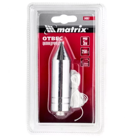 Отвес цилиндрический 250 г шнур 5 м Matrix 84887 купить в Нижневартовске