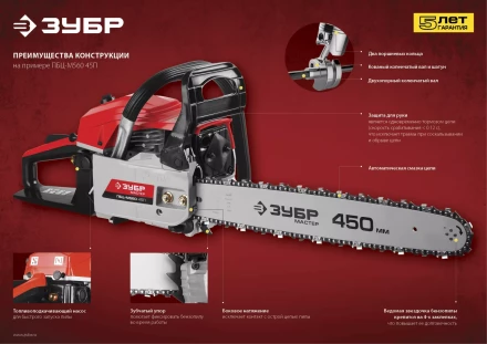 Бензиновая пила (бензопила) ПБЦ-М450 40П серия МАСТЕР купить в Нижневартовске