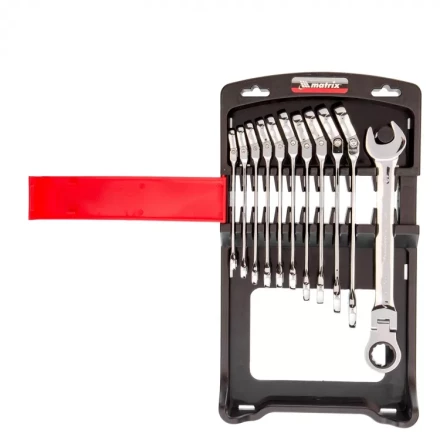 Набор ключей комбинированных Matrix трещоточных шарнирных 11 шт 14796 купить в Нижневартовске