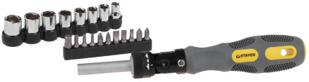 Набор STAYER Отвертки &quot;MAX-GRIP&quot;, Cr-V, реверсивно-рычажная, 20 предметов 2585-H20 G купить в Нижневартовске