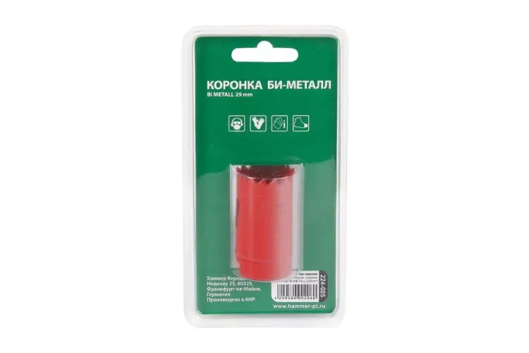 Коронка биметаллическая HAMMER Ф29х38мм 5/8" BiMETALL (224-005) купить в Нижневартовске