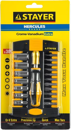 Набор STAYER "MASTER" HERCULES: Отвертки, Cr-V, эргономичная двухкомпонентная рукоятка, 30предм, в боксе 25055-H30 купить в Нижневартовске
