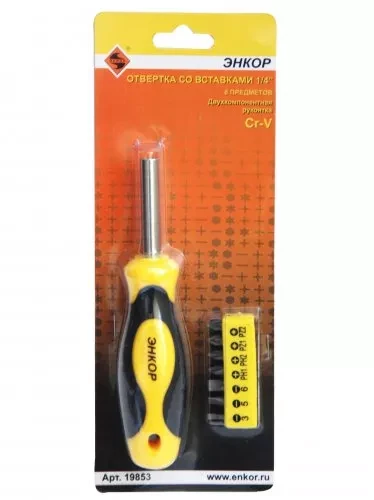 Отвертка со вставками 1/4",  8 предметов 1/48 19853 купить в Нижневартовске