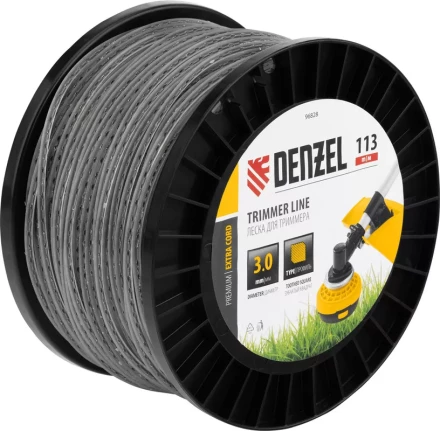 Леска для триммера двухкомпонентная зубчатый квадрат, 3,0мм х 113м, на DIN кат. EXTRA CORD// Denzel 96828 купить в Нижневартовске
