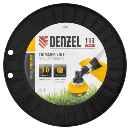 Леска для триммера двухкомпонентная зубчатый квадрат, 3,0мм х 113м, на DIN кат. EXTRA CORD// Denzel 96828 купить в Нижневартовске
