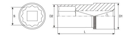 Головка торцевая 12-гранная глубокая 1/2&quot;DR 9 мм S04HD4709 Jonnesway 49059 купить в Нижневартовске