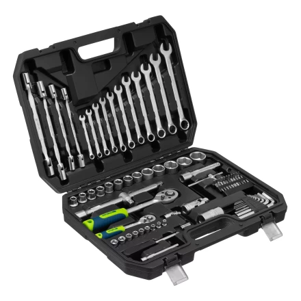 Набор инструментов Сибртех 13396 , 1/2", 1/4", пластиковый кейс 89 предметов купить в Нижневартовске