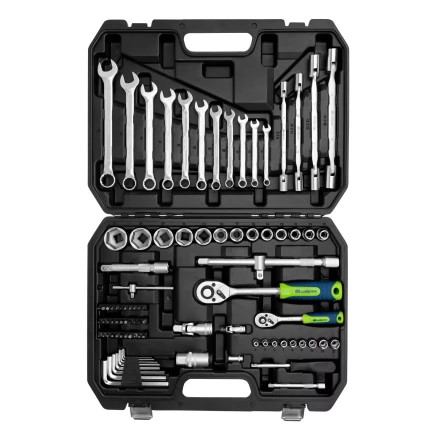 Набор инструментов Сибртех 13396 , 1/2", 1/4", пластиковый кейс 89 предметов купить в Нижневартовске