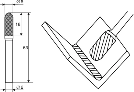 Борфреза Цилиндрическая cо сферическим концом C 6х6 Энкор 21704 купить в Нижневартовске