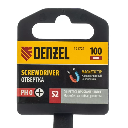 Отвертка, PH0х100 мм, S2, 3к рукоятка Denzel 121727 купить в Нижневартовске