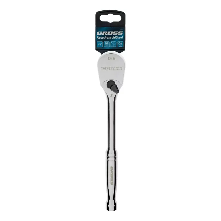 Ключ-трещотка 1/2" Gross 14052, CrV, 120 зубьев, цельнометаллический, хром купить в Нижневартовске