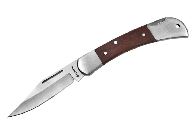 Нож STAYER складной с деревянными вставками, средний 47620-1_z01 купить в Нижневартовске