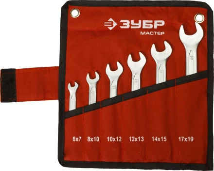 Набор ЗУБР "МАСТЕР": Ключ гаечный рожковый, Cr-V сталь, хромированный, 6-19мм, 6шт 27010-H6 купить в Нижневартовске