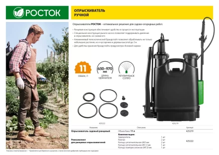 Ремкомплект для ранцевых опрыскивателей, РОСТОК 425222, для арт. 425216 и 425219 425222 купить в Нижневартовске