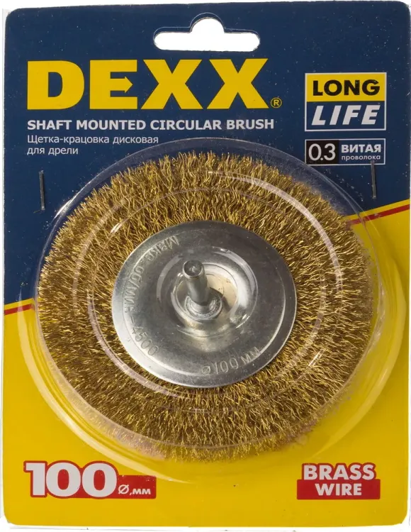 DEXX. Щетка дисковая для дрели, витая стальная латунированная проволока 0,3мм, 100мм 35110-100 купить в Нижневартовске