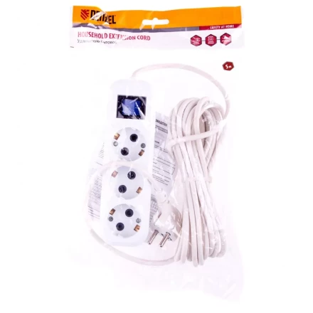 Удлинитель бытовой с заземлением и выключателем 5 м 3 розетки 10 A серия УХз10 Denzel 95973 купить в Нижневартовске