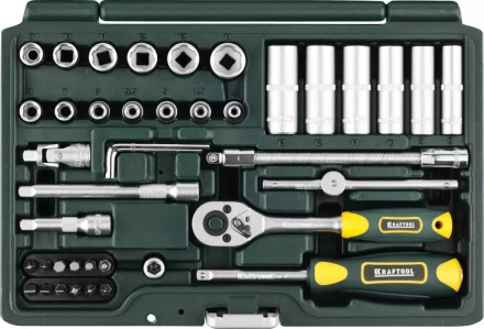 Набор KRAFTOOL "EXPERT QUALITAT": Торцовые головки "SUPER LOCK" с присоединит квадратом, 1/4", 42 предмета 27885-H42_z02 купить в Нижневартовске