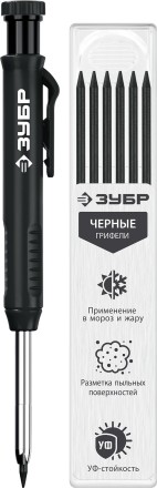 ЗУБР АСК черный, d 2,8 мм, HB, 6 сменных грифелей, автоматический карандаш (06311-2) купить в Нижневартовске