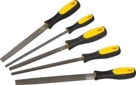 Набор STAYER "PROFI": Напильники с двухкомпонентной рукояткой,плоский,полукруглый,трехгран,квадратный,круглый,№2,200мм 1682-20-H5_z01 купить в Нижневартовске